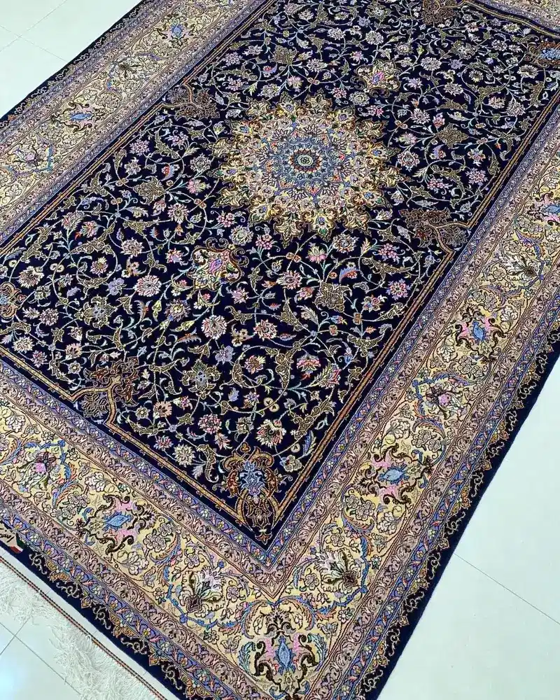 Isfahan Persian Handmade Carpet — Midnight Grand Floral Medallion — 160 × 240 cm — image 2