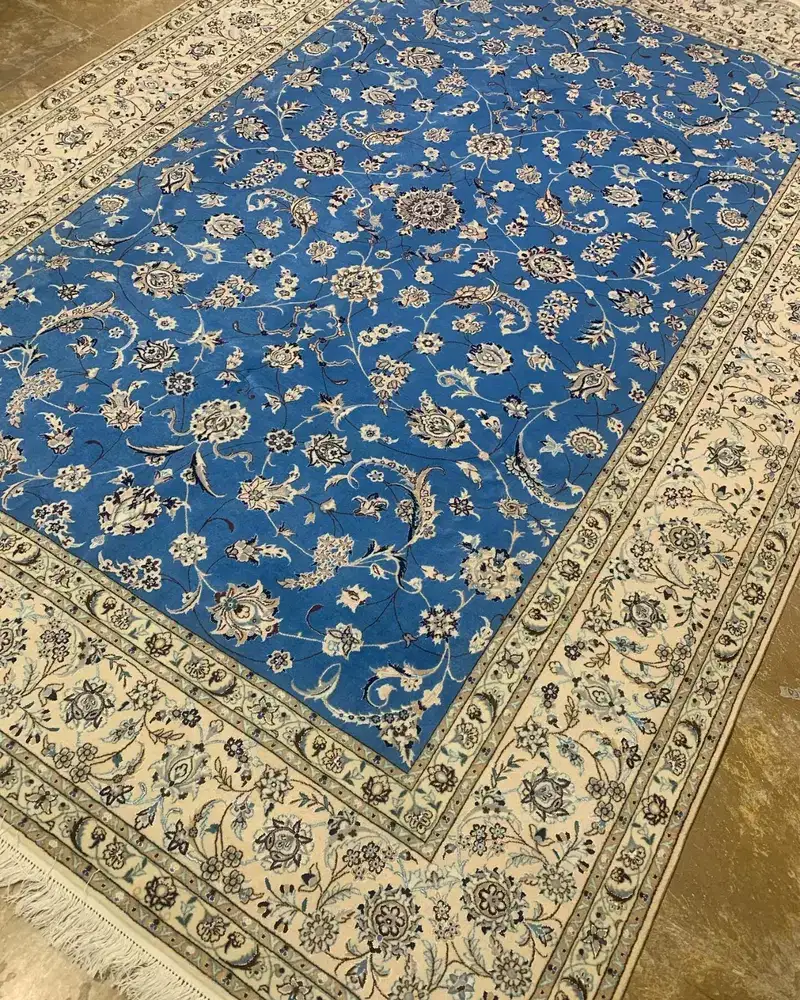 Isfahan Persian Handmade Carpet Pair — Royal Blue Afshan Allover Floral