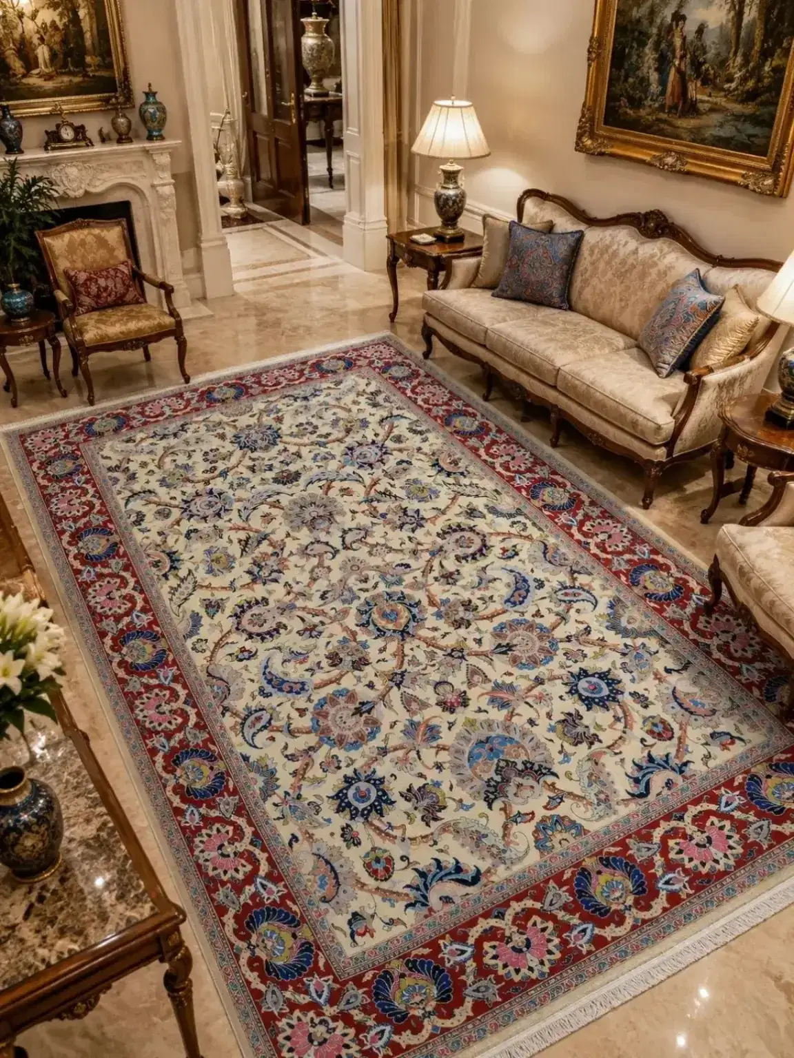 Kashan Persian Handmade Carpets — Ivory Abbasi — 200 × 300 cm × 2 — Pair — image 2