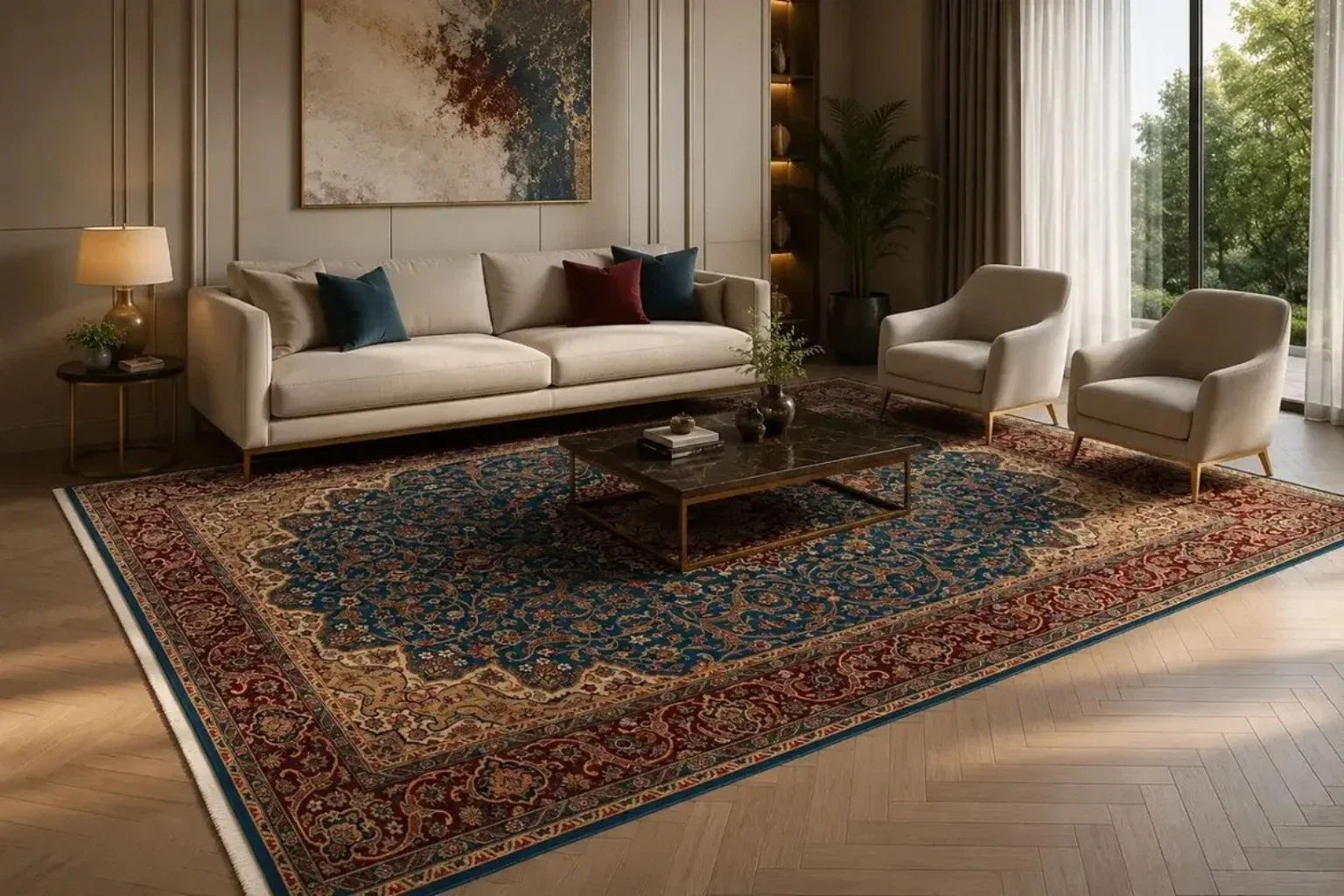 Kashan Persian Handmade Rug — Isfahan Medallion — 250 × 350 cm — image 2