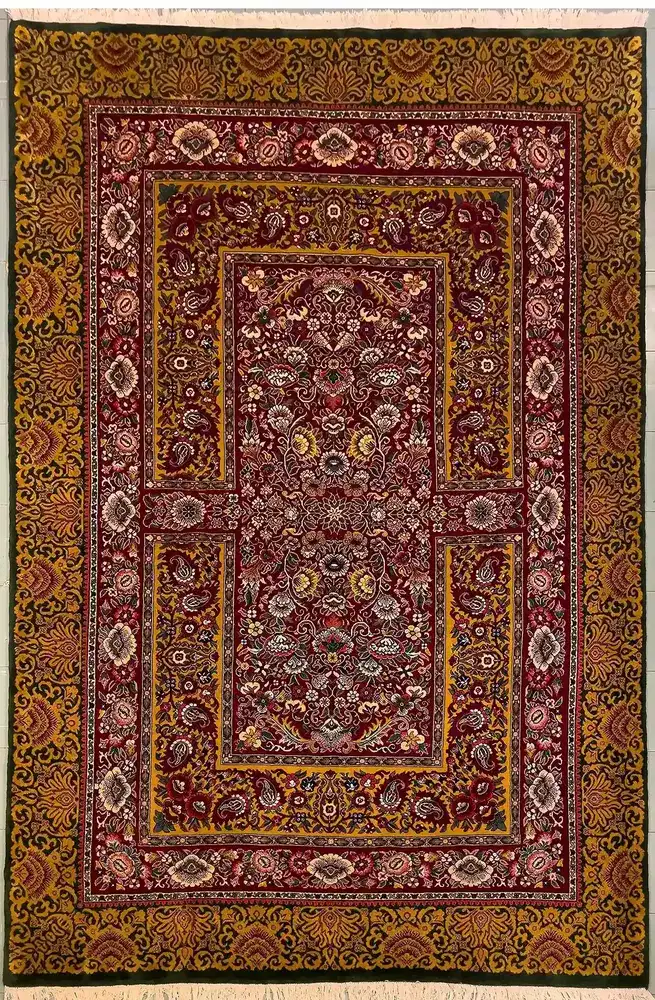 Handgefertigter persischer Woll-Seidenteppich aus Khorasan — PRR-KHN-048