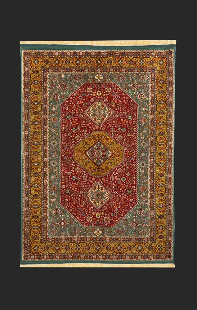 Handgefertigter persischer Woll-Seidenteppich aus Khorasan — PRR-KHN-076