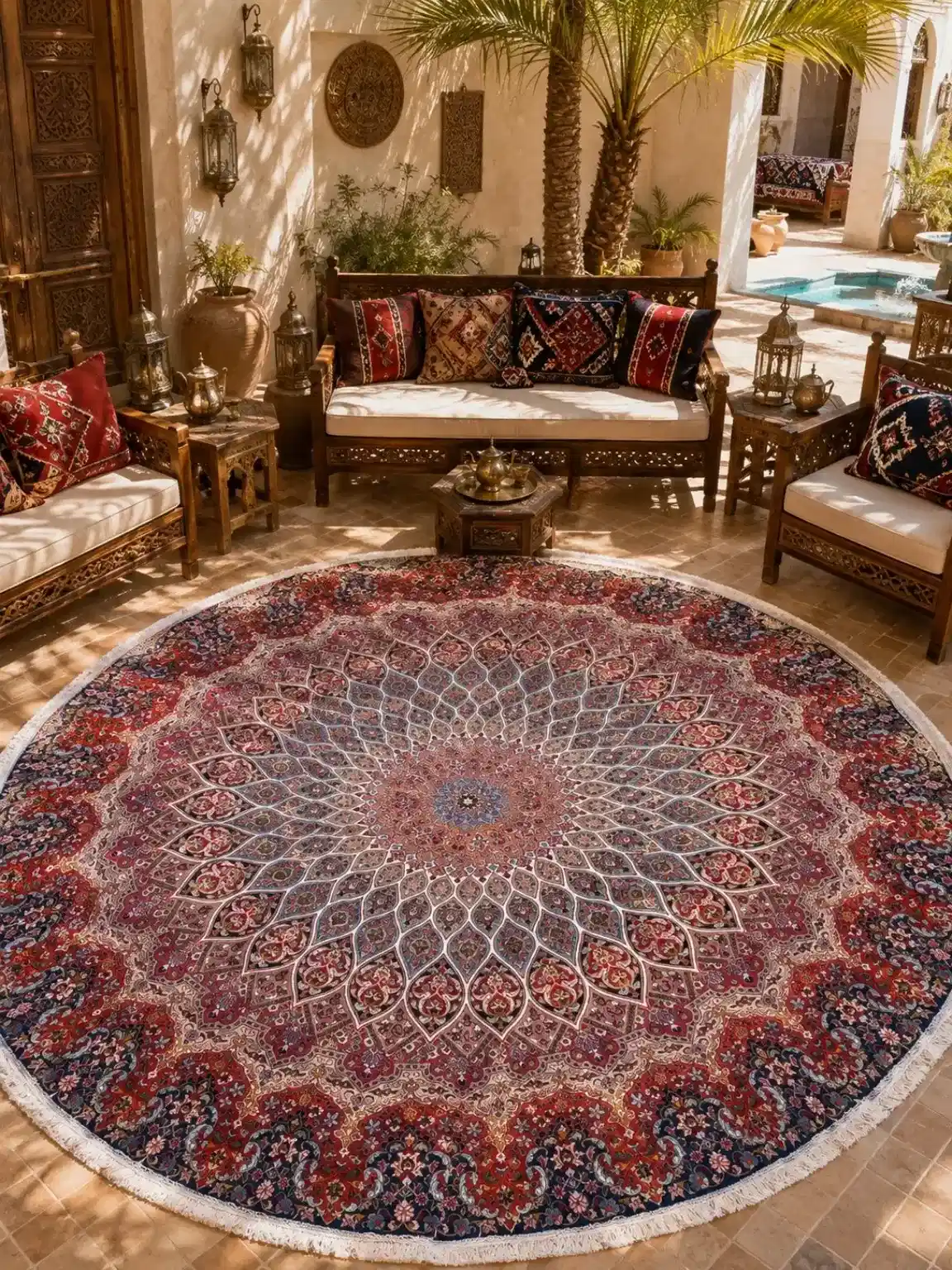 Tabriz Persian Handmade Carpet — Royal Sunburst — Ø 300 cm — front view