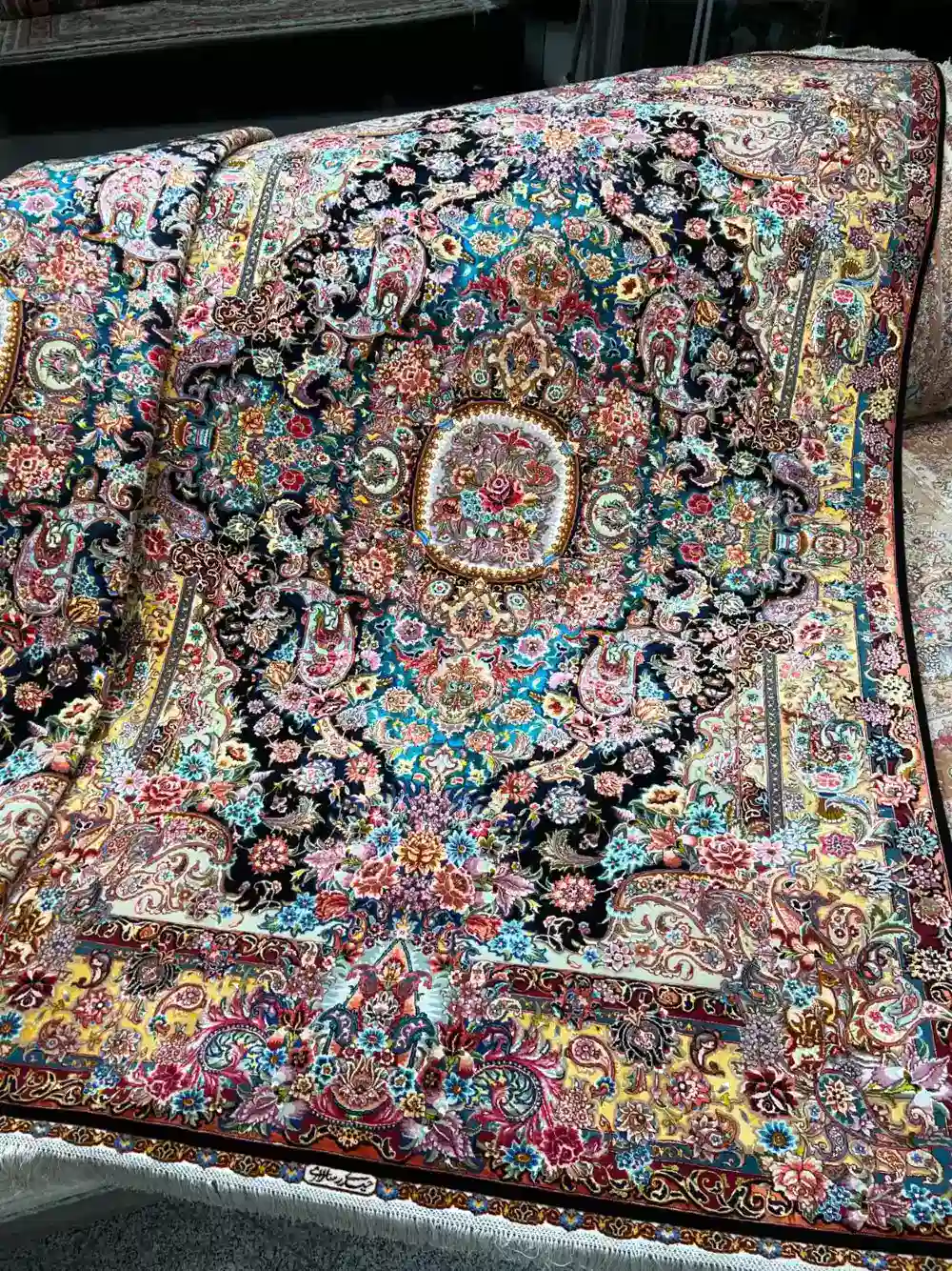 Tabriz Persian Hand-Knotted Carpet — Midnight Floral — 250 × 350 cm — image 2